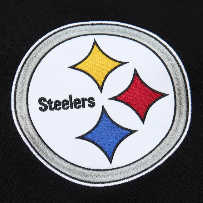 Mitchell and Ness Team First Satin Fleece Crew Pittsburgh Steelers Men Hoodies and Sweatshirts
