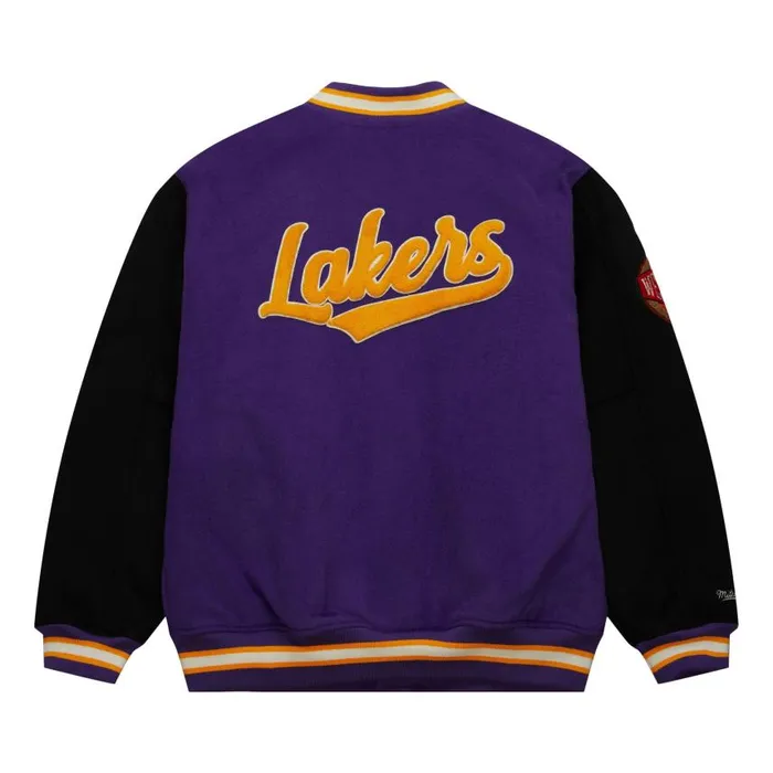 Mitchell and Ness Team Legacy Varsity Jacket Los Angeles Lakers Men Jackets and Outerwear Mitchell and Ness Team Legacy Varsity Jacket Los Angeles Lakers Men Jackets and Outerwear