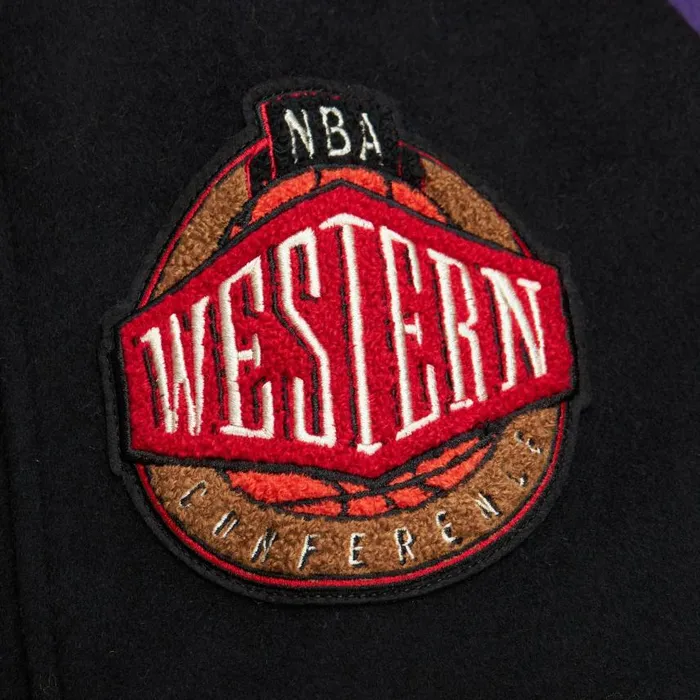 Mitchell and Ness Team Legacy Varsity Jacket Los Angeles Lakers Men Jackets and Outerwear Mitchell and Ness Team Legacy Varsity Jacket Los Angeles Lakers Men Jackets and Outerwear