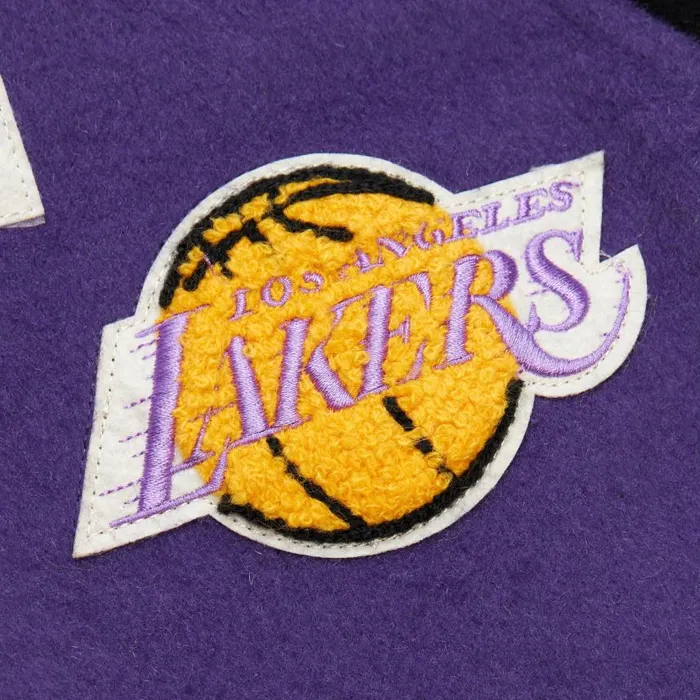Mitchell and Ness Team Legacy Varsity Jacket Los Angeles Lakers Men Jackets and Outerwear Mitchell and Ness Team Legacy Varsity Jacket Los Angeles Lakers Men Jackets and Outerwear