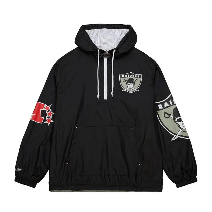 Mitchell and Ness Team OG 20 Anorak Windbreaker Oakland Raiders Men Jackets and Outerwear