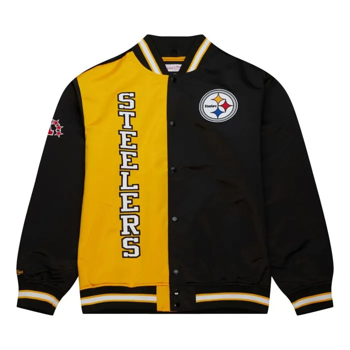 Mitchell and Ness Team OG 20 Lightweight Satin Jacket Pittsburgh Steelers Men Jackets and Outerwear