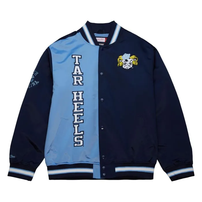 Mitchell and Ness Team OG 20 Lightweight Satin Jacket University Of North Carolina Men Jackets and Outerwear