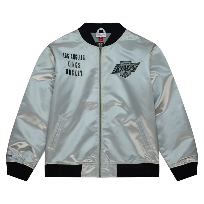 Mitchell and Ness Team OG 20 Lightweight Satin Jacket Vintage Logo Los Angeles Kings Men Jackets and Outerwear