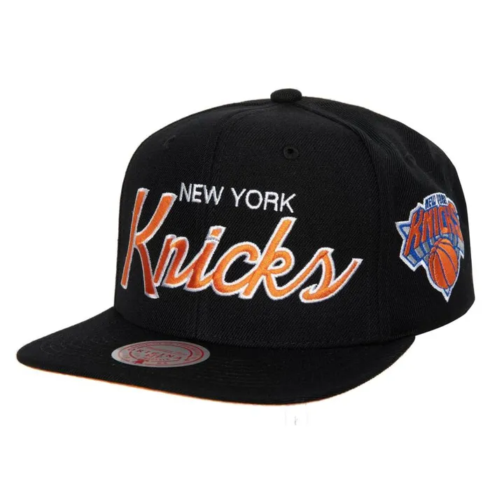 Mitchell and Ness Team Script 20 Snapback New York Knicks Men Hats and Headwear Mitchell and Ness Team Script 20 Snapback New York Knicks Men Hats and Headwear