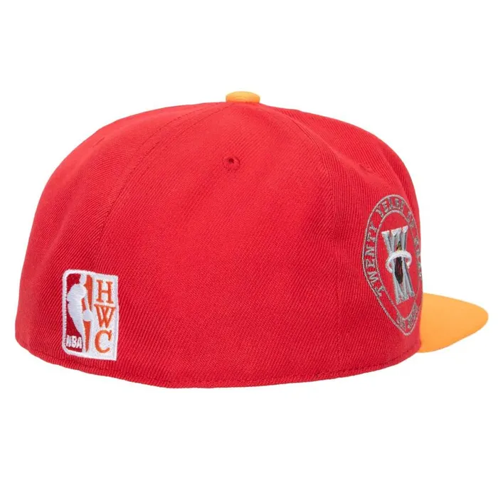 Mitchell and Ness Team Side Fitted HWC Miami Heat Men Hats and Headwear Mitchell and Ness Team Side Fitted HWC Miami Heat Men Hats and Headwear
