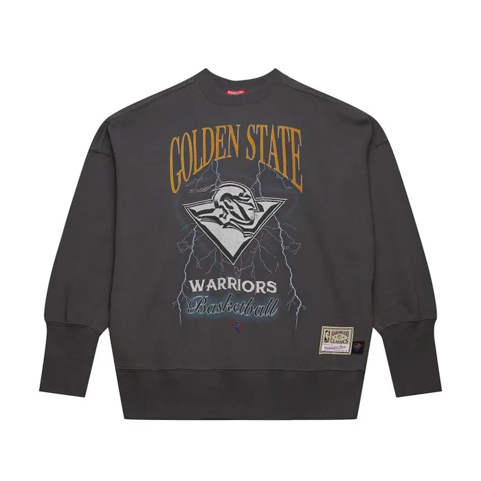 Mitchell and Ness Women039s Logo Lightweight Crew 40 Golden State Warriors Women Hoodies and Sweatshirts
