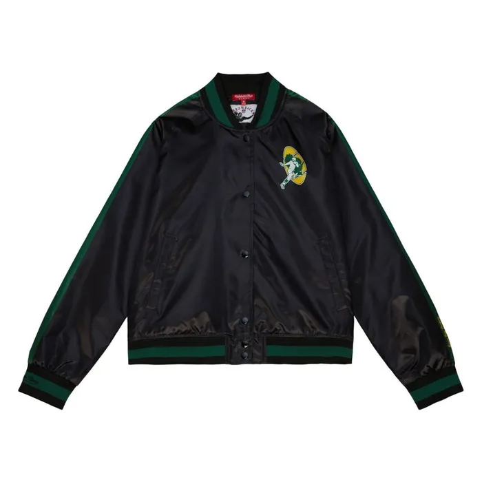 Mitchell and Ness Women039s Raglan Satin Jacket Green Bay Packers Women Jackets and Outerwear