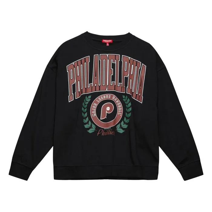 Mitchell and Ness Womens Logo Lt Crew 20 Philadelphia Phillies Women Hoodies and Sweatshirts