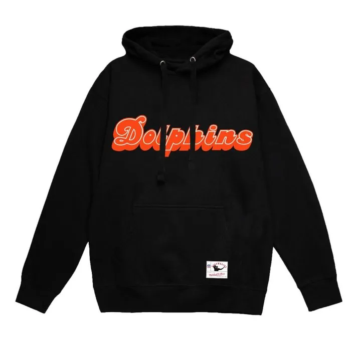 Mitchell and Ness Wordmark 1 Hoodie Miami Dolphins Men Hoodies and Sweatshirts