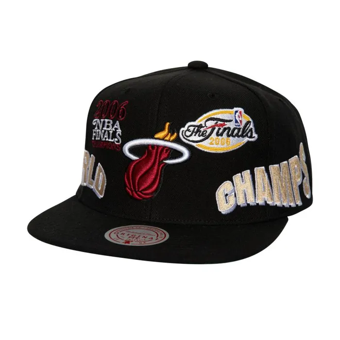 Mitchell and Ness World Champs Snapback Miami Heat Men Hats and Headwear