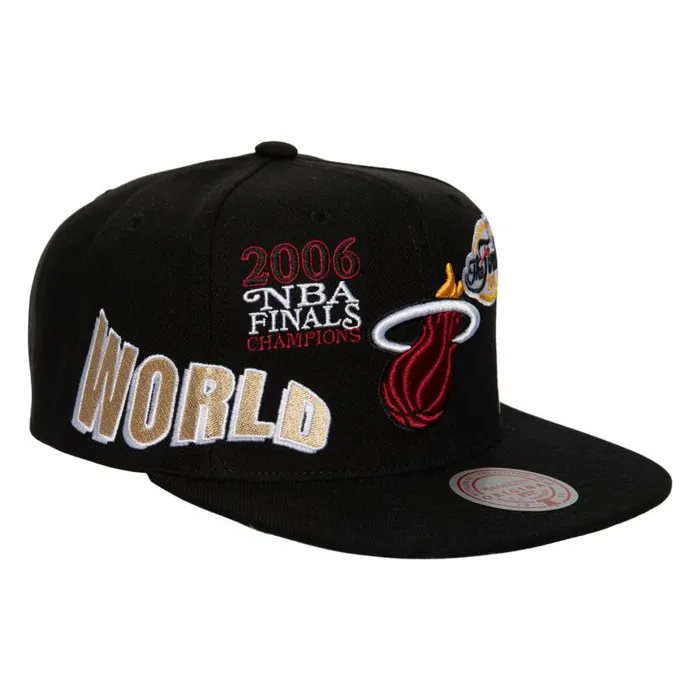 Mitchell and Ness World Champs Snapback Miami Heat Men Hats and Headwear Mitchell and Ness World Champs Snapback Miami Heat Men Hats and Headwear