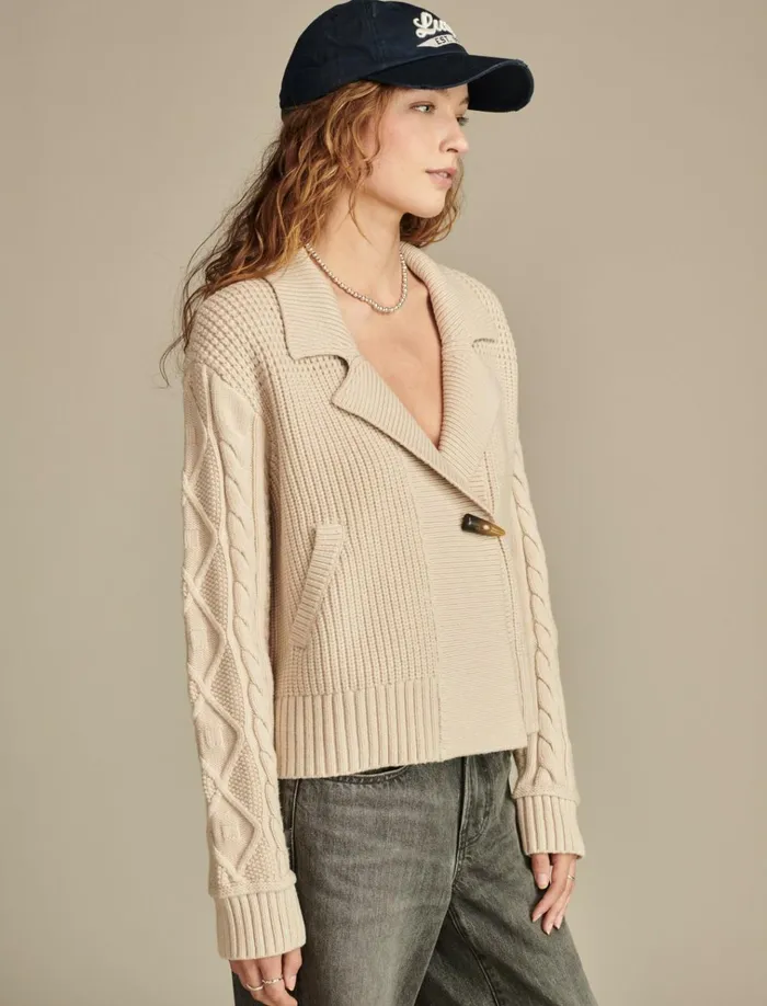Mixed Yarn Sweater Oat Milk Women Lucky Brand Sweaters and Sweatshirts