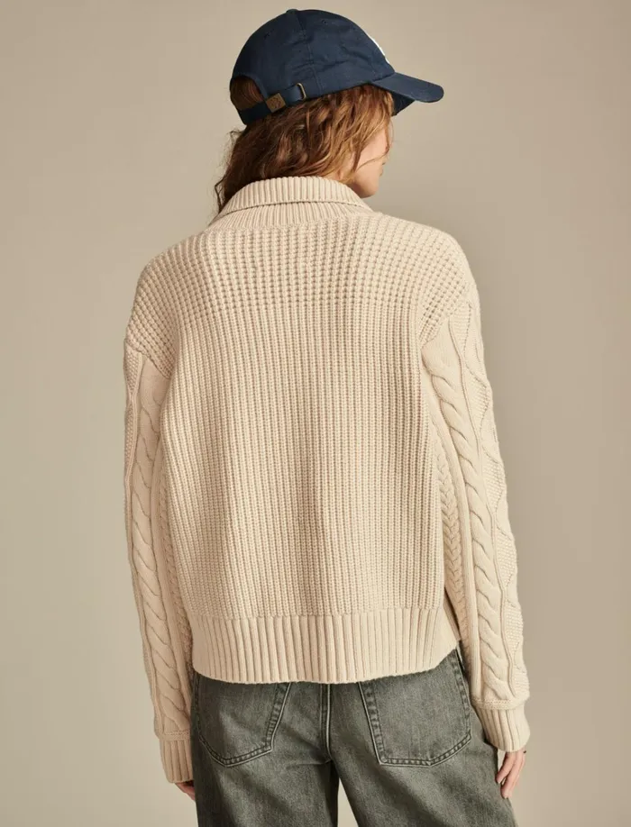 Mixed Yarn Sweater Oat Milk Women Lucky Brand Sweaters and Sweatshirts