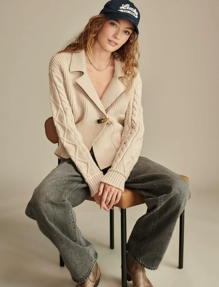 Mixed Yarn Sweater Oat Milk Women Lucky Brand Sweaters and Sweatshirts