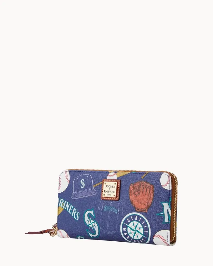 MLB Mariners Large Zip Around Wristlet Mariners Women Dooney and Bourke Wallets MLB Mariners Large Zip Around Wristlet Mariners Women Dooney and Bourke Wallets