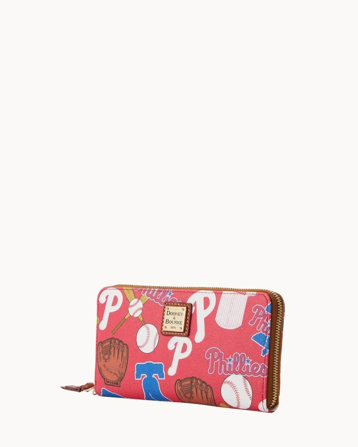 MLB Phillies Large Zip Around Wristlet Phillies Women Dooney and Bourke Wallets MLB Phillies Large Zip Around Wristlet Phillies Women Dooney and Bourke Wallets