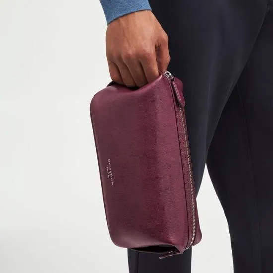 Mount Street Washbag Burgundy Saffiano Men Aspinal Of London Wash Bags