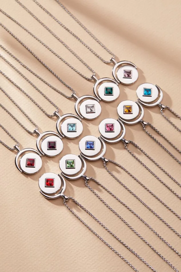 Necklaces Women Alex And Ani April Birthstone And Flower Flip Charm Necklace Stainless Steel Gold