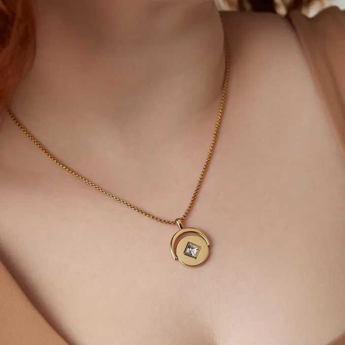 Necklaces Women Alex And Ani April Birthstone And Flower Flip Charm Necklace Stainless Steel Gold
