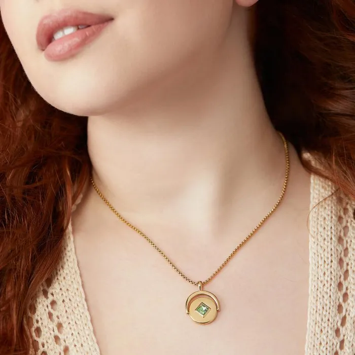 Necklaces Women Alex And Ani August Birthstone And Flower Flip Charm Necklace Stainless Steel Gold
