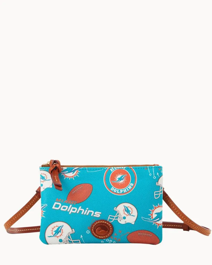 NFL Dolphins Top Zip Crossbody Dolphins Women Dooney and Bourke Crossbodies
