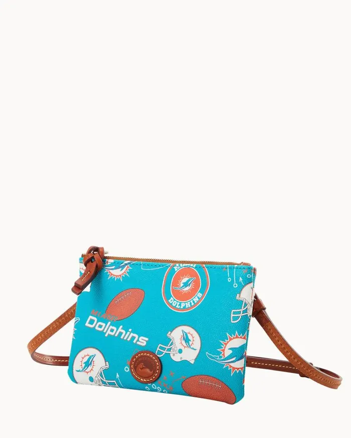NFL Dolphins Top Zip Crossbody Dolphins Women Dooney and Bourke Crossbodies NFL Dolphins Top Zip Crossbody Dolphins Women Dooney and Bourke Crossbodies