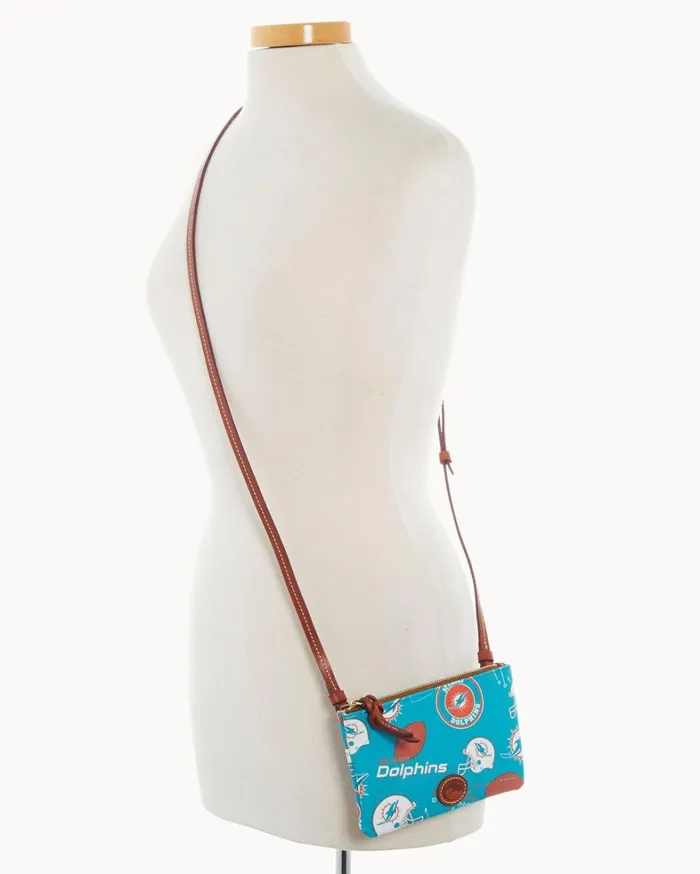NFL Dolphins Top Zip Crossbody Dolphins Women Dooney and Bourke Crossbodies NFL Dolphins Top Zip Crossbody Dolphins Women Dooney and Bourke Crossbodies