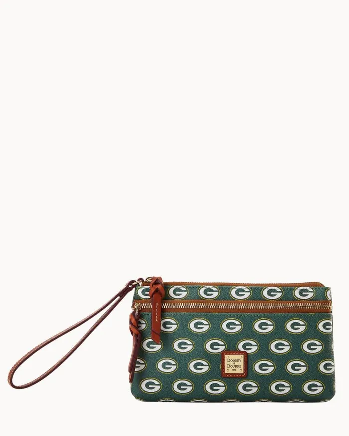 NFL Packers Double Zip Wristlet Packers Women Dooney and Bourke Wristlets