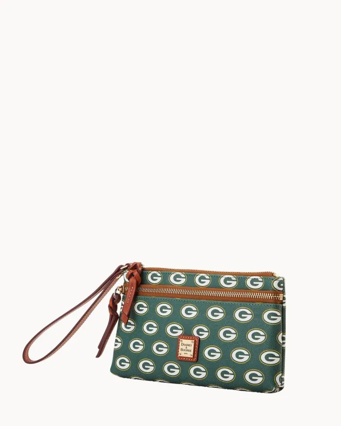 NFL Packers Double Zip Wristlet Packers Women Dooney and Bourke Wristlets