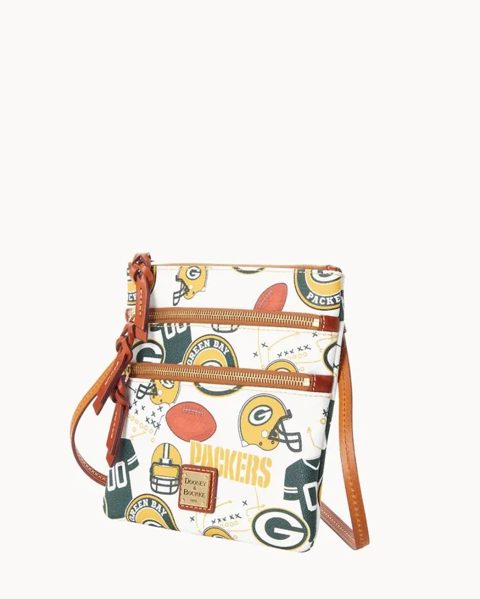 NFL Packers North South Triple Zip Crossbody Packers Women Dooney and Bourke Crossbodies NFL Packers North South Triple Zip Crossbody Packers Women Dooney and Bourke Crossbodies