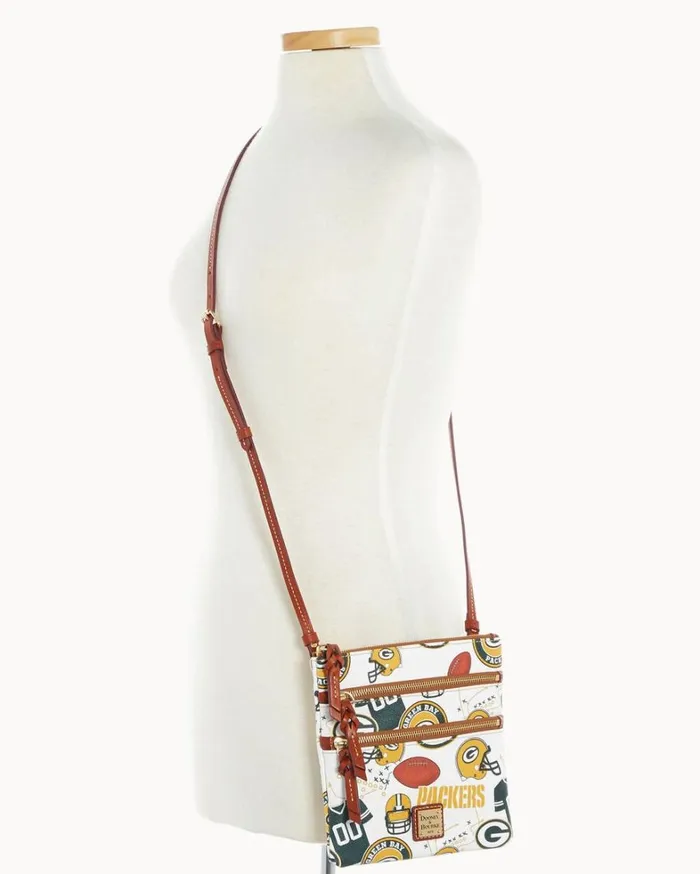 NFL Packers North South Triple Zip Crossbody Packers Women Dooney and Bourke Crossbodies NFL Packers North South Triple Zip Crossbody Packers Women Dooney and Bourke Crossbodies