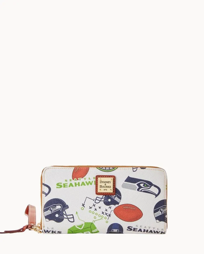 NFL Seahawks Large Zip Around Wristlet Seahawks Women Dooney and Bourke Wallets NFL Seahawks Large Zip Around Wristlet Seahawks Women Dooney and Bourke Wallets