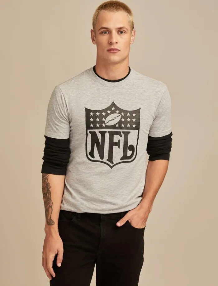 Nfl Shield Heather Greyyellow Men Lucky Brand Graphic Tees