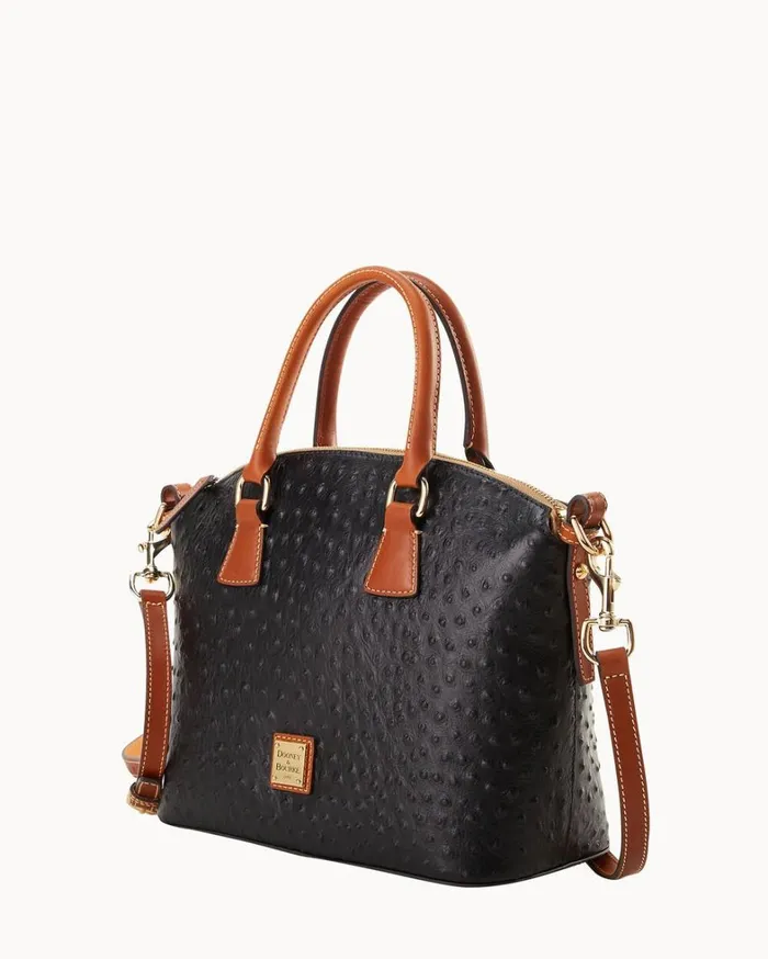 Ostrich Domed Satchel Black Women Dooney and Bourke Satchels
