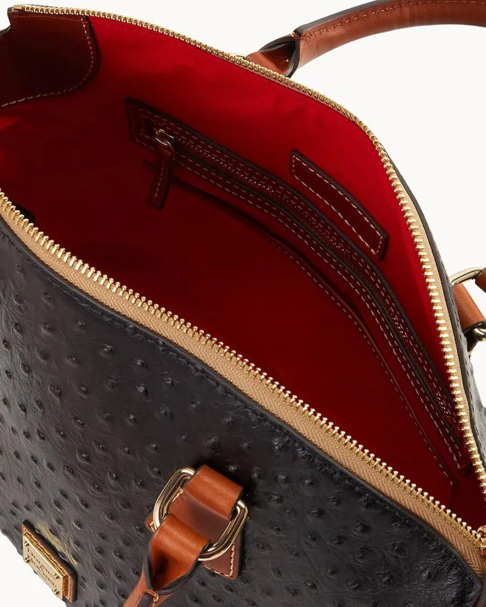 Ostrich Domed Satchel Black Women Dooney and Bourke Satchels