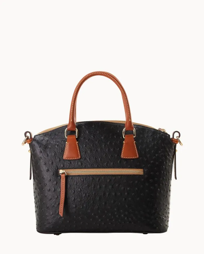 Ostrich Domed Satchel Black Women Dooney and Bourke Satchels