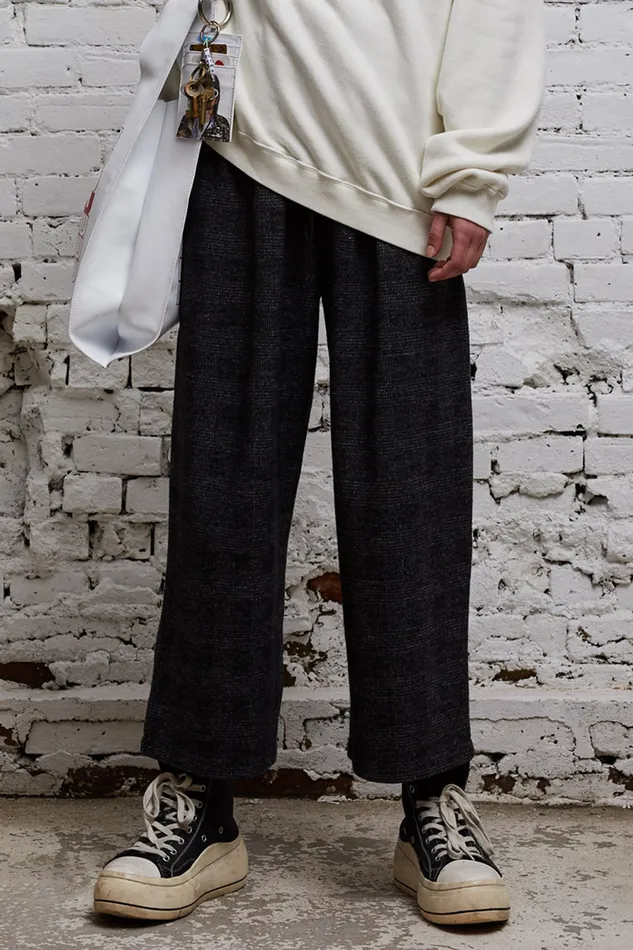 Pants and Skirts R13 Women Cropped Pleated Wide Leg Pant 8211 Grey Glen Plaid
