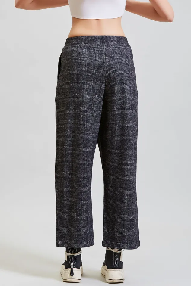 Pants and Skirts R13 Women Cropped Pleated Wide Leg Pant 8211 Grey Glen Plaid