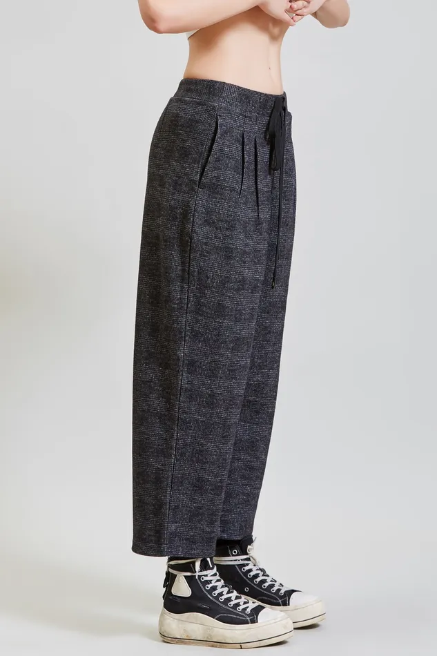 Pants and Skirts R13 Women Cropped Pleated Wide Leg Pant 8211 Grey Glen Plaid