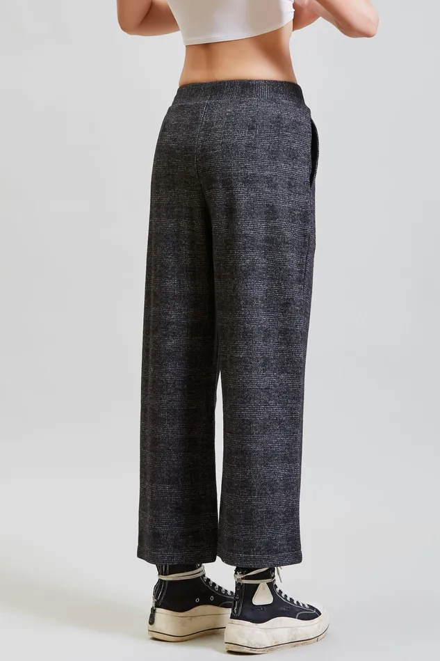 Pants and Skirts R13 Women Cropped Pleated Wide Leg Pant 8211 Grey Glen Plaid