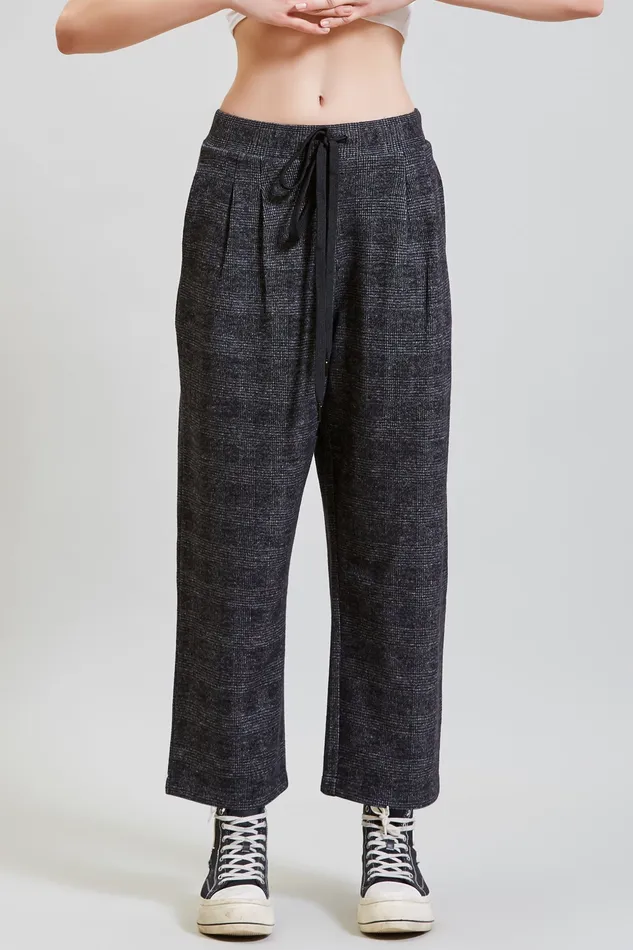 Pants and Skirts R13 Women Cropped Pleated Wide Leg Pant 8211 Grey Glen Plaid