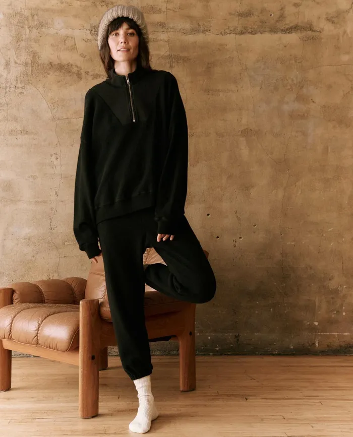 Pants Women The Great The Fleece Stadium Sweatpant Almost Black Pants Women The Great The Fleece Stadium Sweatpant Almost Black
