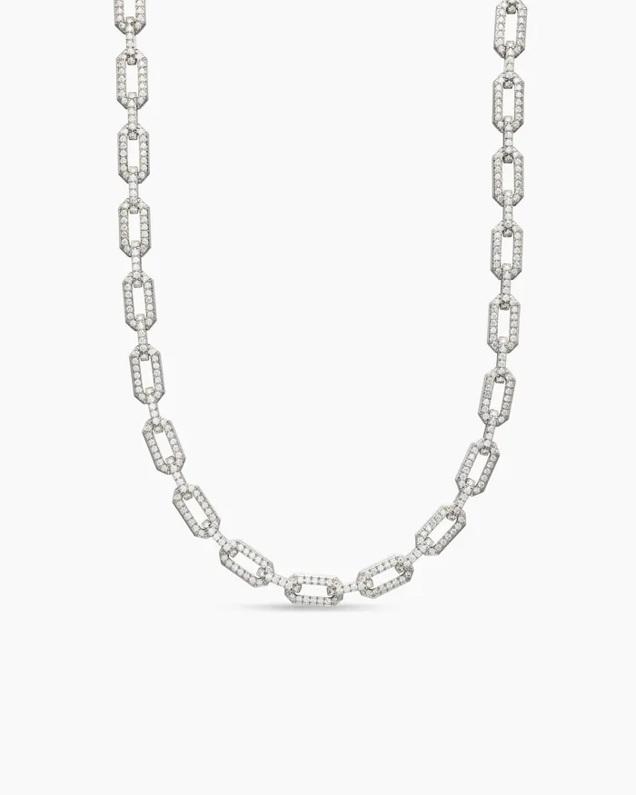 Pav Chain Necklace In 18K White Gold With Diamonds 7mm Women David Yurman Chain Pav Chain Necklace In 18K White Gold With Diamonds 7mm Women David Yurman Chain