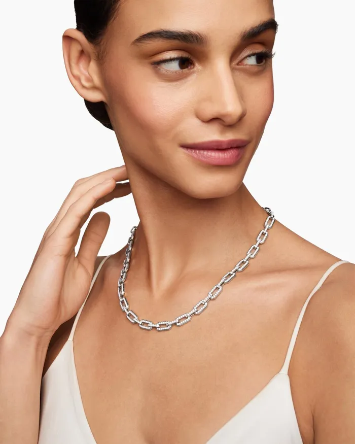 Pav Chain Necklace In 18K White Gold With Diamonds 7mm Women David Yurman Chain Pav Chain Necklace In 18K White Gold With Diamonds 7mm Women David Yurman Chain