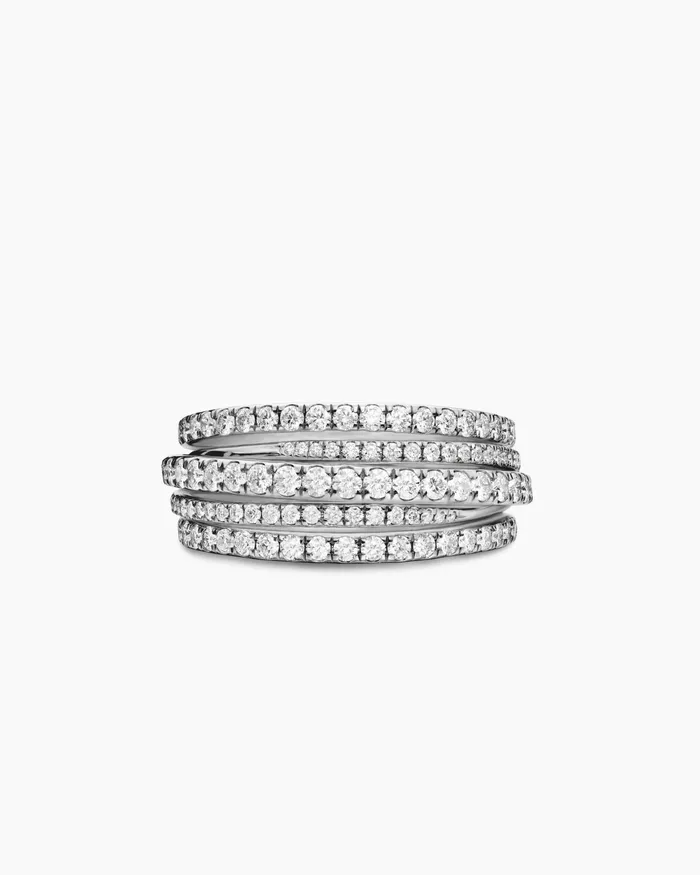 Pav Crossover Ring In 18K White Gold 11mm Women David Yurman Statement Pav Crossover Ring In 18K White Gold 11mm Women David Yurman Statement