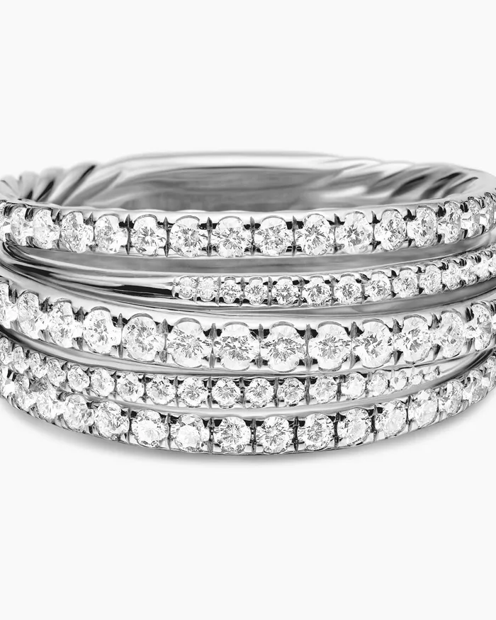 Pav Crossover Ring In 18K White Gold 11mm Women David Yurman Statement Pav Crossover Ring In 18K White Gold 11mm Women David Yurman Statement