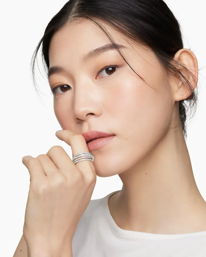 Pav Crossover Ring In 18K White Gold 11mm Women David Yurman Statement Pav Crossover Ring In 18K White Gold 11mm Women David Yurman Statement