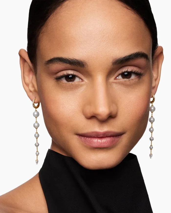 Pearl And Pav Drop Earrings In 18K Yellow Gold With Pearls And Diamonds 313in Women David Yurman Drop Pearl And Pav Drop Earrings In 18K Yellow Gold With Pearls And Diamonds 313in Women David Yurman Drop