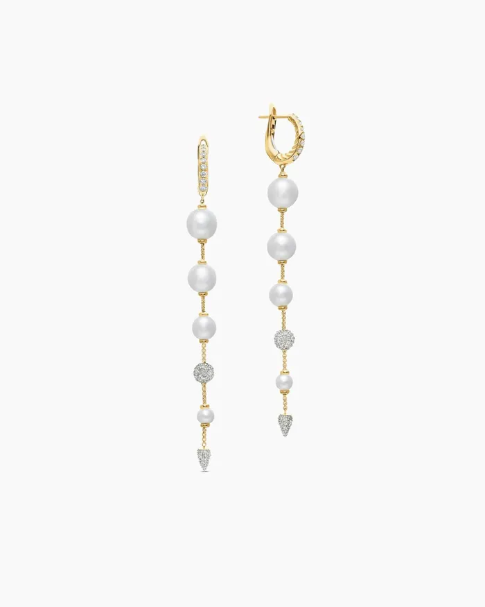 Pearl And Pav Drop Earrings In 18K Yellow Gold With Pearls And Diamonds 313in Women David Yurman Drop Pearl And Pav Drop Earrings In 18K Yellow Gold With Pearls And Diamonds 313in Women David Yurman Drop